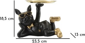 Dekoratívna soška Dog Rover čierno-zlatá