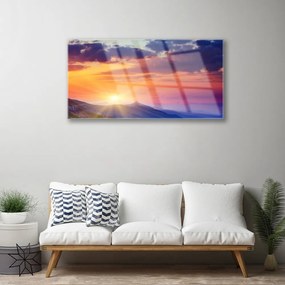 Skleneny obraz Slnko hory príroda 100x50 cm