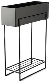 KOVOVÝ KVETINÁČ SO STOJANOM RECT 82X23X60 CM ČIERNA