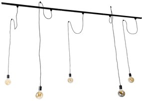 Moderný koľajnicový systém s 5 závesnými svetlami čierny 1-fázový - Iconic Cavalux