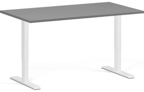 Výškovo nastaviteľný stôl, 140x80 cm, 1 motor, biela podnož, grafit