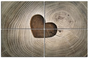 Obraz na plátne - Srdce na drevenom pozadí 1207E (150x100 cm)