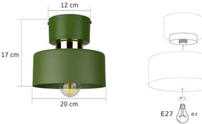 Stropné svietidlo IGNIA 1xE27/60W/230V zelená/zlatá