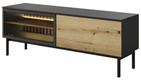 TV Stolík/Skrinka Lenge 150 (čierna + dub coast evoke). Akcia -20%. Vlastná spoľahlivá doprava až k Vám domov. 1097468