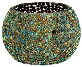 Zelený farebný sklenený svietnik Diamond - Ø 10 * 7cm