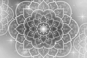Samolepiaca tapeta čiernobiela orientálna Mandala - 150x100