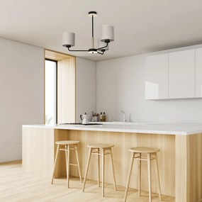 Luster Atlanta, 3x ľanové tienidlo, b/drevo