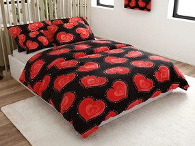 Polybavlnené obliečky na 2 postele VALENTINE, čierne Rozmer obliečky: 2 ks 70 x 90 cm | 2 ks 140 x 200 cm