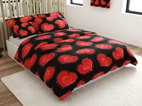 Polybavlnené obliečky na 2 postele VALENTINE, čierne Rozmer obliečky: 2 ks 70 x 90 cm | 2 ks 140 x 200 cm