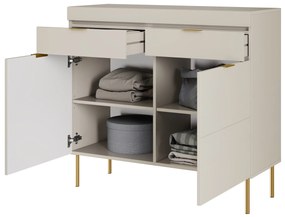 Komoda Sentia 105 cm s 2 zásuvkami - kašmírová / zlatá