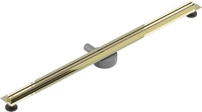 MEXEN Flat nerezový sprchový žľab s rotačným 360° sifónom 140 cm, vzor SLIM, zlatá, 1541140