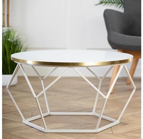 HowHomely Konferenčný stolík DIAMOND 40x70 cm zlatá/biela 10-1562-70-WWG