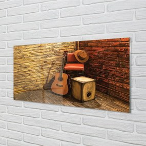 Obraz na skle Gitaru hat stoličky 100x50 cm
