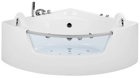 Vírivá rohová vaňa s LED osvetlením 187 x 136 cm biela MANGLE Beliani