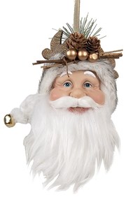 Závesná dekorácia hlava Santa s bielou čiapkou - 10*9*28 cm
