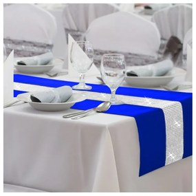 Štóla na stôl Glamour so zirkónmi azurovo modrý