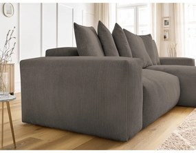 Taupe menčestrová rozkladacia/s úložným priestorom rohová pohovka Voltaire – Bobochic Paris