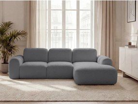 Sivá rozkladacia/s úložným priestorom rohová pohovka z textílie buklé (pravý roh/s leňoškou) Montaigne – Bobochic Paris