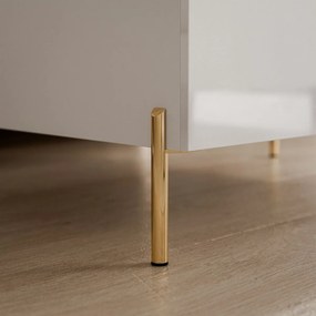 KONFERENČNÝ STOLÍK NESSIE 2 BIELY LESK + ZLATÝ 90 cm