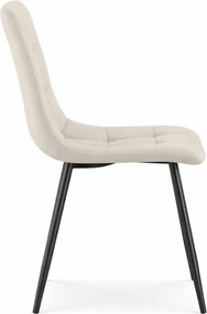 Sada dvoch jedálenských stoličiek NERO zamatové, béžové / čierne nohy (2 ks)