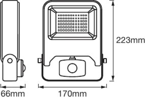 LED reflektor 30W 2700lm 3000K IP44 sivý so senzorom pohybu LEDVANCE Floodlight Endura