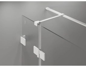 Mexen Lunar T, sklápací sprchový kút ľavý 130 x 70 cm, 8mm číre sklo, biely profil, 834T-130-070-20-00-L