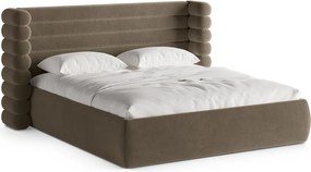 Taupe čalúnená dvojlôžková posteľ s úložným priestorom s roštom 180x200 cm Mount – Micadoni