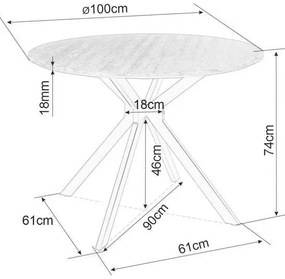 Jedálenský stôl Aster 100 cm, dub / čierna