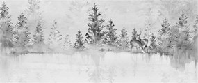 Obraz - Jelene pri jazere (120x50 cm)