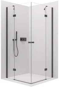 Cerano Marino Duo, sprchovací kút 100(dvere) x 100(dvere), 6mm číre sklo, čierny profil, CER-CER-422928