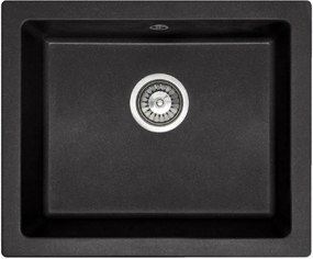 Rea Nels, 1-komorový granitový drez 560x465x200mm, čierna škvrnitá, ZLE-00109