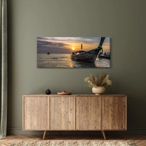 Obraz lode pri brehu (120x50 cm)