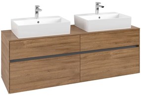 VILLEROY &amp; BOCH Collaro závesná skrinka pod dve umývadlá na dosku, 4 zásuvky, 1600 x 500 x 548 mm, Oak Kansas, C13700RH