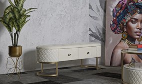 Lavica Sharon 120 cm s úložným priestorom ekokoža biela/zlatá