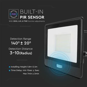 LED Reflektor so senzorom LED/50W/230V 6500K IP65 čierna