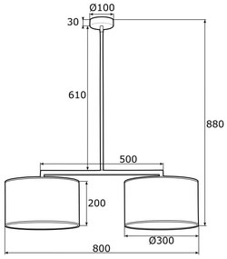 Argon 0898 - Luster na tyči KARIN 2xE27/15W/230V mosadz/čierna