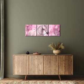 Obraz - Maľovaný kôň (s hodinami) (90x30 cm)