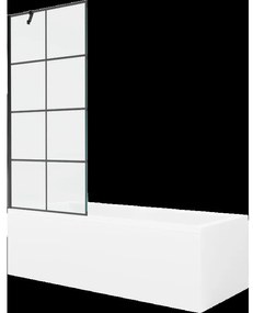 Mexen Cubik obdĺžniková vaňa 160 x 70 cm s obkladom a 1-krídlovou sprchovou zástenou 80 cm, Čierny vzor - 550316070X9508007077