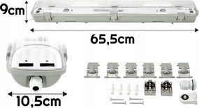 Sada LED svietidiel, hermetické svietidlo, 60 cm, 18 W, 2880 lm, 4000 K, do garáže, s plechom
