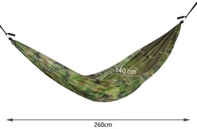 Turistická hojdacia sieť s moskytiérou SANTIAGO ARMY - 260 × 140 cm