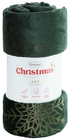 EUROFIRANY VIANOČNÁ FLANELOVÁ DEKA SNOW GOLD 150X200 CM VZOROVANÁ