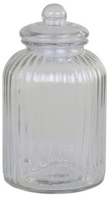 Chic Antique Sklenená úložná dóza Grooves Clear 4,6 l