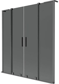 Mexen Velar L Duo, 2-krídlová posuvná vaňová zástena 160 x 150 cm, 8mm šedé sklo, grafitová, 896-160-003-42-95