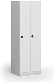 Kovová šatníková skrinka S1, 2-dverová, 1850 x 600 x 500 mm, kódový zámok, laminované dvere, biela