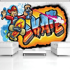 Fototapeta - Farebné Graffiti - skateboard (254x184 cm)