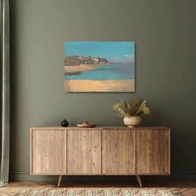 Sklenený obraz - Odilon Redon, Village by the Sea in Brittany, reprodukcia (70x50 cm)