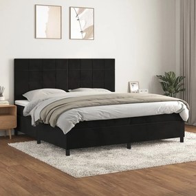 Posteľný rám boxspring s matracom čierny 200x200 cm zamat 3143045