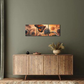Obraz – Motýľ v zapadajúcom slnku (s hodinami) (90x30 cm)