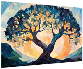 Obraz – Mozaika – slnko a strom II. (90x60 cm)