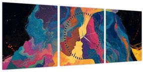 Obraz - Vesmírna láska (s hodinami) (90x30 cm)